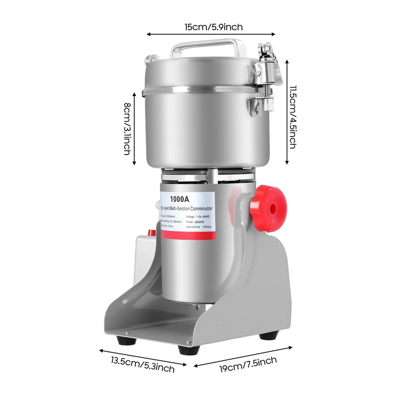 JAYGOVAN 1000g Electric Grain Mill Grinder 3600W High Speed Commercial