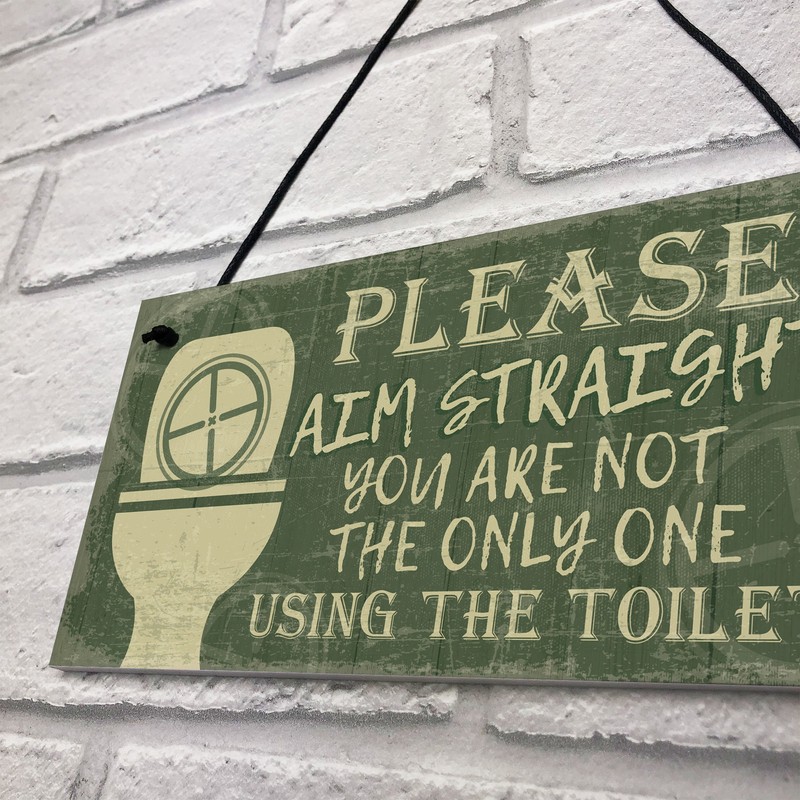 RED OCEAN Funny Novelty Bathroom Sign Aim Straight Loo Decor