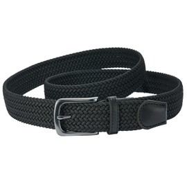 BELTER Mens Elasticated Belt Elastic Belt for Men Stretch Woven Belt Boy Braided Fabric Belt Unisex for Men, Women, Junior 1.3 Inch Wide (Black,For 36"-38" Waist)