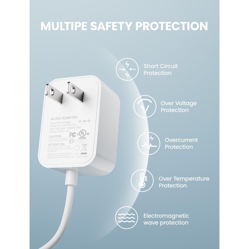 12V USB-C AC/DC Adapter Compatible with 8’’,8.5’’,10’’ Wall Fan, USB