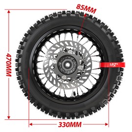 1PZ TD1-DSC 12" Rear Rim Wheel Disk Brake 80/100-12 Tire Tube Replacement for 15mm Axle Apollo SSR 50cc 125cc XR CRF Dirt Pit Bike Tao Kayo TSD 110 TD 125 With Brake Rotor and 428-41T Sprocket