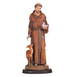 ICE ARMOR 5" H Saint Francis with Deer and Dove Statue St. Francis of Assisi Holy Figurine Religious Decoration Office Desk/Home/Living Room/Table Decor, Perfect House Warming Gifts for New Home