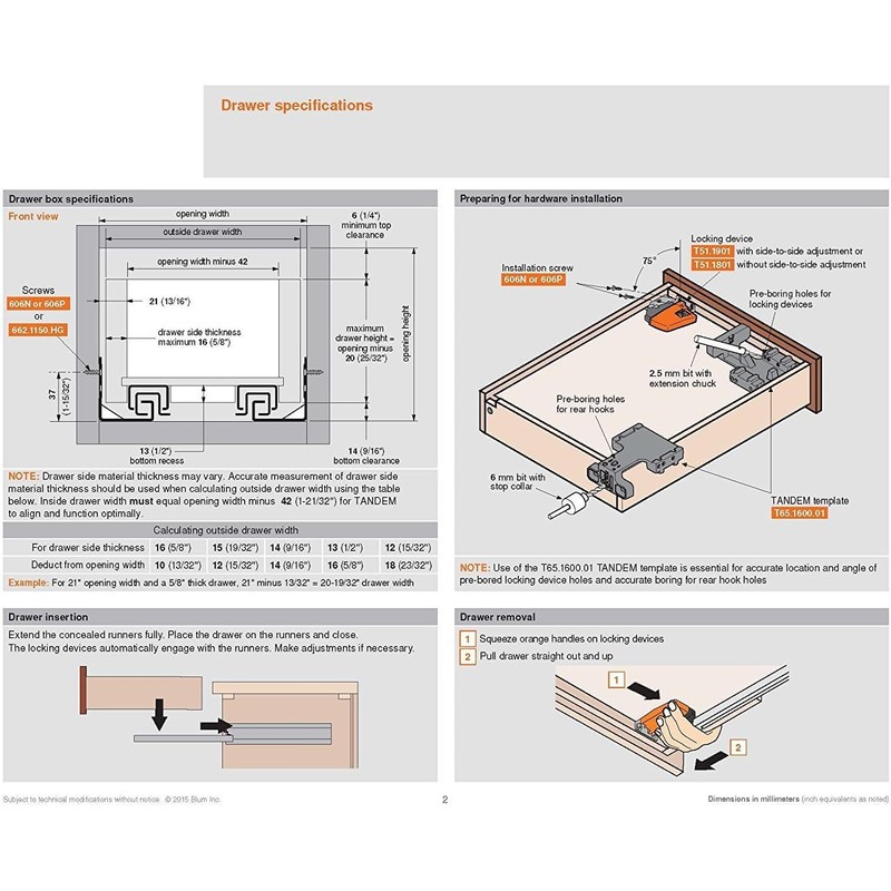 BLUM Tandem Plus BLUMOTION Drawer Slides Complete Pair, with Runners