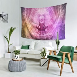 Smacget Meditation Zen Tapestry Spiritual Chakra Tapestry Small Yoga Aesthetic Wall Hanging Colorful Psychedelic Buddha Trippy tapestry Hippie Lotus Mural for Bedroom Living Room Décor 40" x 28"