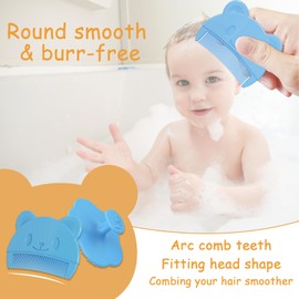 Milchschorf Kamm,2 Satz Milchschorf Baby Entfernen,Baby kamm für Milchschorf,Neugeborene Haarkamm,Baby Haarbürste mit Weichen Zähnchen,Silikon Baby-Badebürste Zum Massieren Reinigen der Kopfhaut