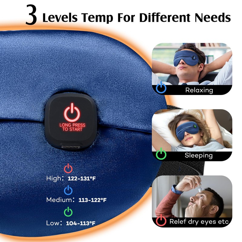 YFONG 1 Pack Cordless Heated Eye mask + 1 Pack