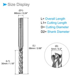 CoCud 4-Flute Spiral End Mill Bits, 5mm Diameter 30mm Length, High Speed Steel Straight Milling Cutter with Storage Case- (Applications: for Plywood Hardwood Plastic),