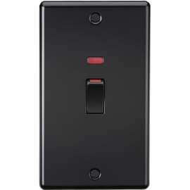 Knightsbridge 45A 2G DP Switch with neon - Matt Black
