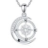 ZBA Natural Diamond Compass Necklace for Women 925 Sterling Silver