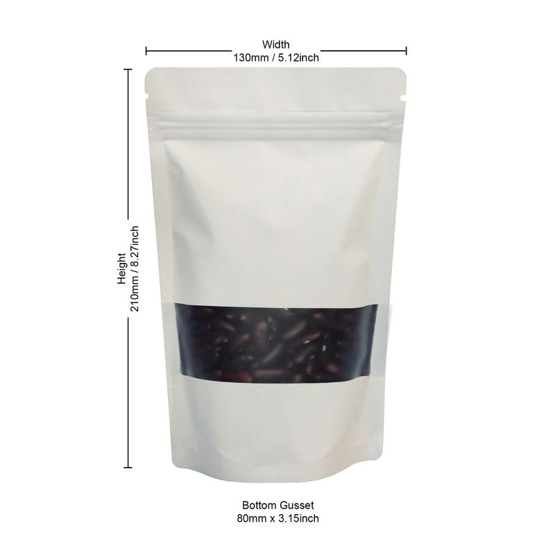 Rightpak Window Stand Up Pouches 100 Pieces 13cm x 21cm,