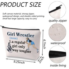 Girl Wrestler Gift Wrestling Coach Makeup Bag Girl Wrestler A Regular Girl Only Way Together Zipper Pouch for Wrestling Lover (C-Girl Wrestler Bag)