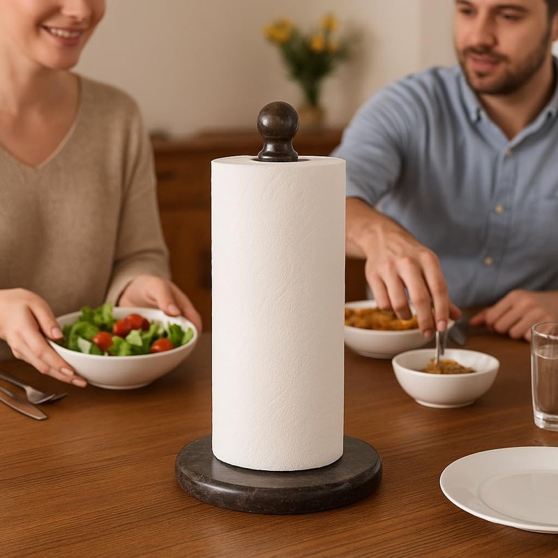 Heavy Natural Stone Paper Towel Holder – Handcrafted from Solid