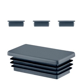 EMFA Lamellar Plugs 80 x 40 mm for Rectangular Tube - Black Plastic Rectangular Plugs 40 x 80 - End Caps Pipe Plugs 8 x 4 cm - Pack of 4