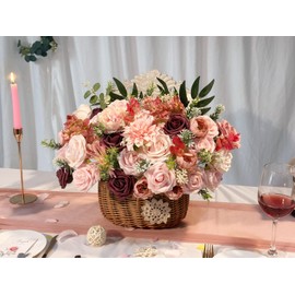 AUSOGO Rose Artificial Flowers Combo Silk Mix Fake Flowers with Stem for DIY Wedding Arch Bridal Bouquets Baby Shower Centerpieces Party Wall Home Decorations