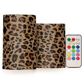 senya Flickering Flameless Candles LED Pillar Candles Battery Operated LED Tea Light Candles Cheetah Leopard Print Animal for Home Decor