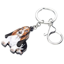 NEWEI Basset Hound Acrylic Keychain Cute Pets Keychain for Women Girls Bag Purse Accessories Charms, black