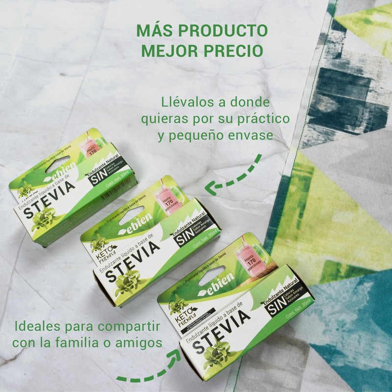 Ebien Stevia Líquida 35ml (3 pack) : Endulzante Natural sin