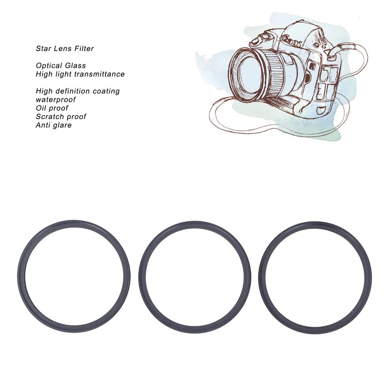 Star Filter Lens Set 52mm Adjustable Starburst Effect Filter 4
