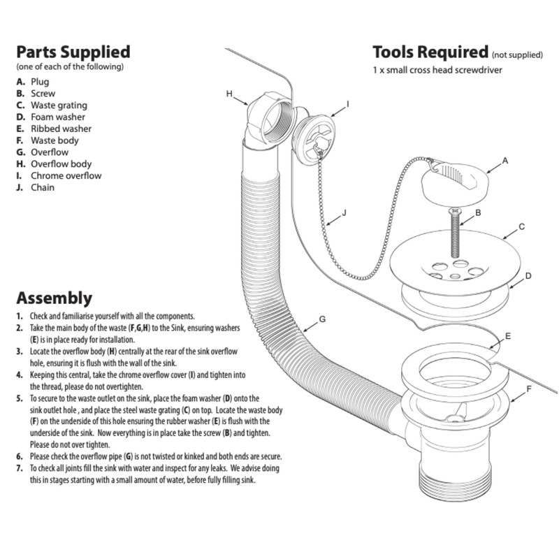 Hulthor Kitchen Sink Overflow Kit Plug with Chain and Overflow