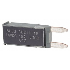 CB211 Series Automotive Circuit Breaker, Plug In Mounting, 15 Amps, Blade Terminal Connection,pack of 5