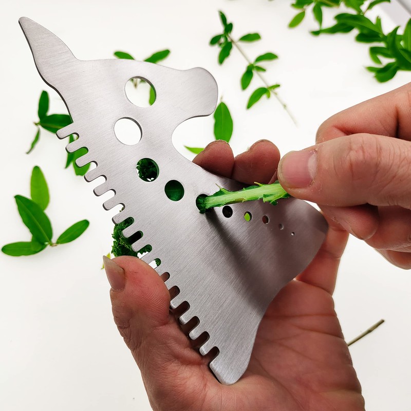 Herb Strippers 10 Holes-Stainless Steel Kitchen Leaf Stripping Tool- Perfect