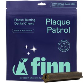 Finn Plaque Patrol Dental Chews | Triple-Action Defense Against Plaque, Tartar, and Bad Breath | for Small Dogs (Under 25 lbs)