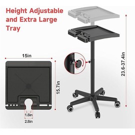 Salon Tray on Wheels Salon Service Rolling Tray Salon Station Tattoo Tray Height Adjustable Rolling Trolley for Salon Spa and Barber Shop