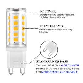 SumVibe G9 LED Bulb 4W, 40W G9 Halogen Bulb Replacement, 400LM, Warm White 3000K, G9 Base Non-Dimmable Light Bulbs, 12-Pack