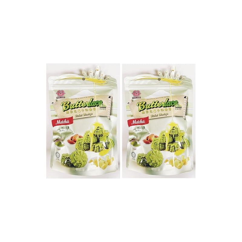 Butterlace Matcha Butter Cookies, Almond Flavored,4.23Oz,2 Pack 抹茶花卷牛油曲奇