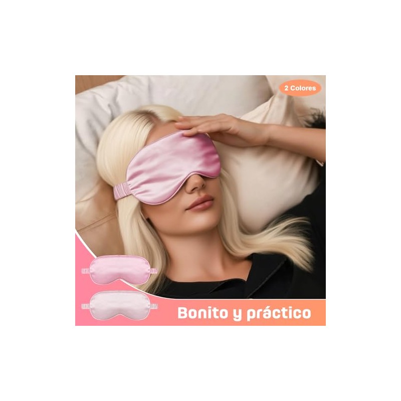 Set de 4 Piezas para Dormir, 2 Gorros de Seda