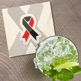 Unbranded Red And Black Ribbons Set - Atheism Symbol 4'' X 4'' Square Wooden Coaster