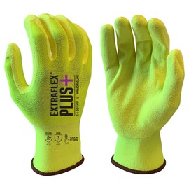 Armor Guys ExtraFlex Plus Protective Work Gloves– Hi Vis Nitrile Palm Gloves– Touchscreen Compatible Abrasion Resistant Gloves- Landscaping, Warehouse, Handyman, Assembly Line Gloves, Size L, 3 P/k