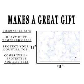 Gray Grey White Marble Art Kitchen Glass Cutting Board Modern Decorative Gift Abstract Wavy Contrast Design