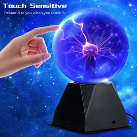 QingHong 6 Inch Plasma Globe Touch & Sound Sensitive Plasma Ball Lamp Electric Ball Lightning Toys for Home, Prop, Decoration, Parties,Kids over 7 years old(Blue)