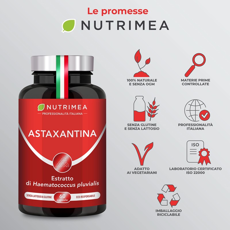 NUTRIMEA Astaxanthin Supplement, From Hematococcus, 2 Months Supply, Made in