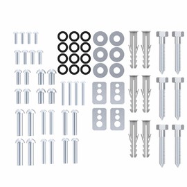 Perfect VESA Screw Set - 66 Pieces, Ideal for TV Mounting, TV Wall Mount, TV Bracket, Mounting Screws with Dowels and Washers, Silver