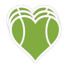 (3PCS) Tennis Heart Sticker Tennis Stickers Decals, Tennis Sport Sticker for Tennis Players, Tennis Team– Waterproof Vinyl Decal for Books Laptop Phones Tumblers Water Bottles, Size 3 x 2.8 Inch