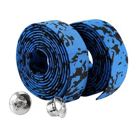 Alomejor 2PCS Road Bike Handlebar Tapes Cycling Handle Wraps Bicycle HandleBar Tape Bar Wraps with Bar Plugs (Blue and Black)