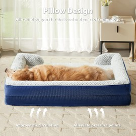 LEXTRO Orthopedic Dog Bed for Medium Dogs, Egg Crate Foam Bed for Medium Dogs, Equipped with Removable Waterproof Pillow Cover and Anti-Slip Bottom, Pet Bed