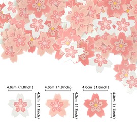 Ouksma 60 Pcs Edible Rice Paper Cherry Blossom Sakura Decorations for Cakes, Wafer Cupcake Toppers for Wedding, Birthday, Baby Shower (Cherry Blossom)