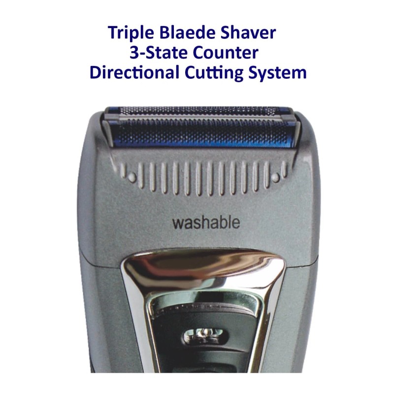 Optimus 50043 Curve Rechargeable Triple Wet/dry Men's Shaver, Black/silver
