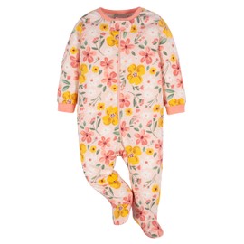 Gerber Baby Girls 4 Pack Sleep 'N Play Footie Golden Floral 3-6 Months