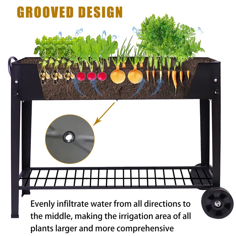 aboxoo Large Planter Raised Beds with Legs Outdoor Metal Planter