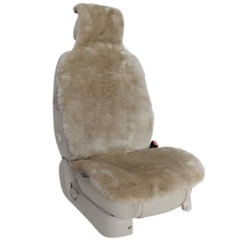 Sheepskin Seat Cover - Premium Genuine Australian Sheepskin Natural Pure Wool, Universal Fits Most Cars, SUVs, Trucks and Minivans Front Seat - Lambskin Seat Cushion - Easy Installation, 1 Pack-Sand
