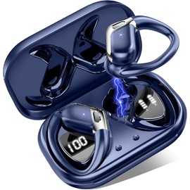 Wireless Earbuds, Bluetooth 5.4 Headphones Sport with 4 ENC Mic, Wireless Earphones in Ear HiFi Stereo, 50H IP7 Waterproof Bluetooth Earbuds with Earhooks, LED Display Wireless Headphones for Running