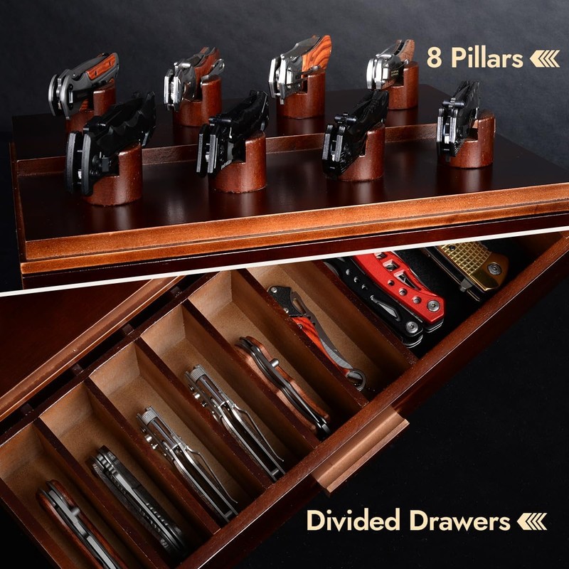 ULTRGEE Knife Display Case, Pocket Knife Collection Display Holder, Folding
