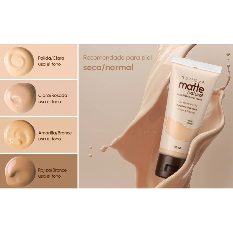 Base De Maquillaje Mate Acabado Natural Matte Natural Renova