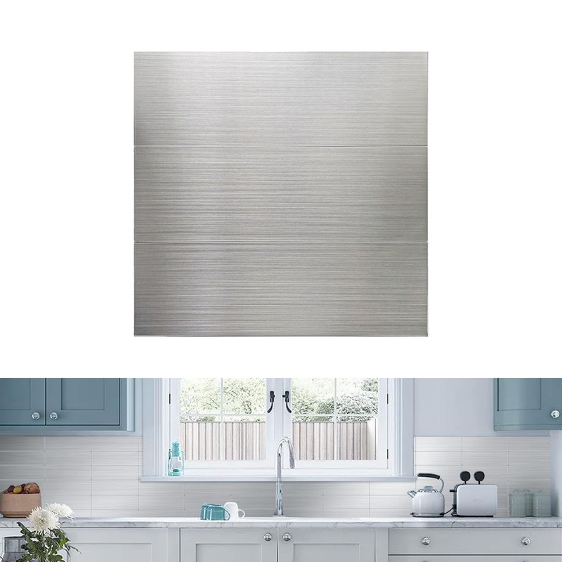 15-Pack of 12 x 4" Brushed Aluminum Peel-and-Stick Tile Backsplash