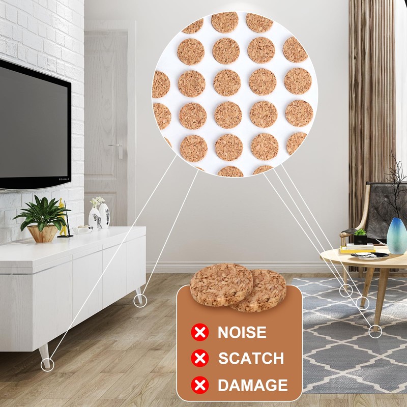 2000 Pcs 3/8 Inch Self Adhesive Cork Pads Cabinet Door