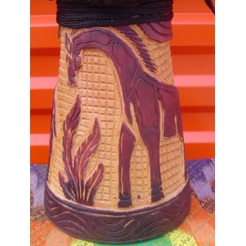 20" Tall Giraffe (M20) Deep Carved Djembe Bongo Drum with Free Cover